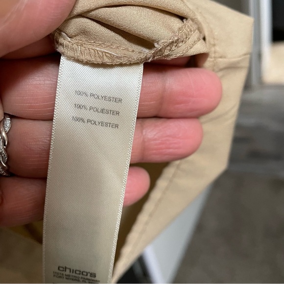 Chico's Tan Women’s Blouse 2 Shimmer Sparkling Party Holiday*READ* - Picture 4 of 6